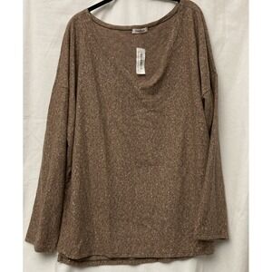 NWT GeeGee Women's Terra Cotta Sparkling Long Sleeve V-Neck Sweater‎ - SZ 1X